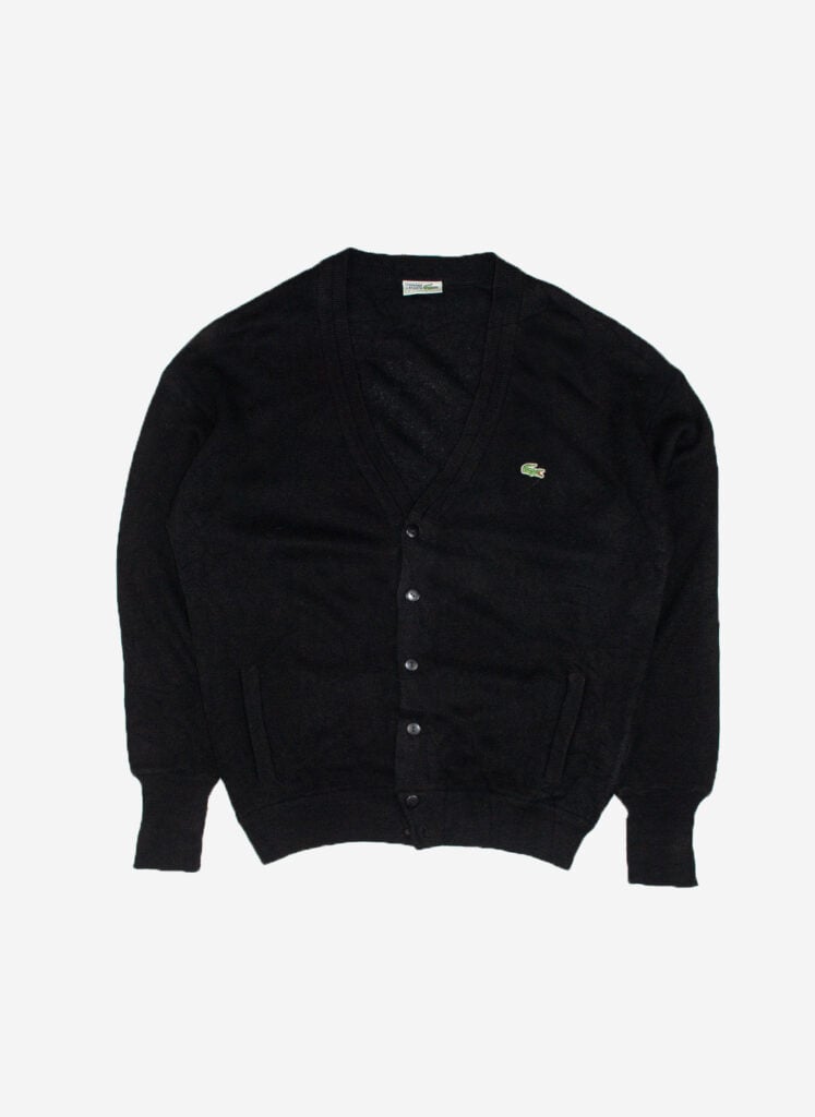 VINTAGE CHEMISE LACOSTE CARDIGAN SCHWARZ