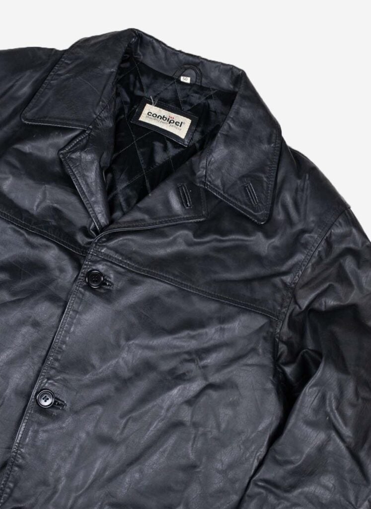 VINTAGE LEDERMANTEL SCHWARZ