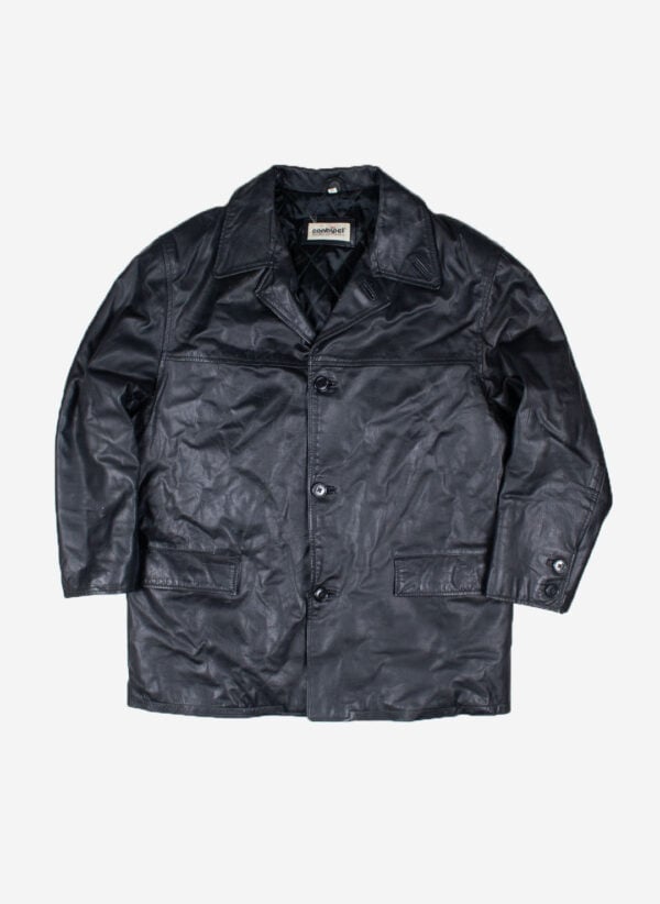 VINTAGE LEDERMANTEL SCHWARZ