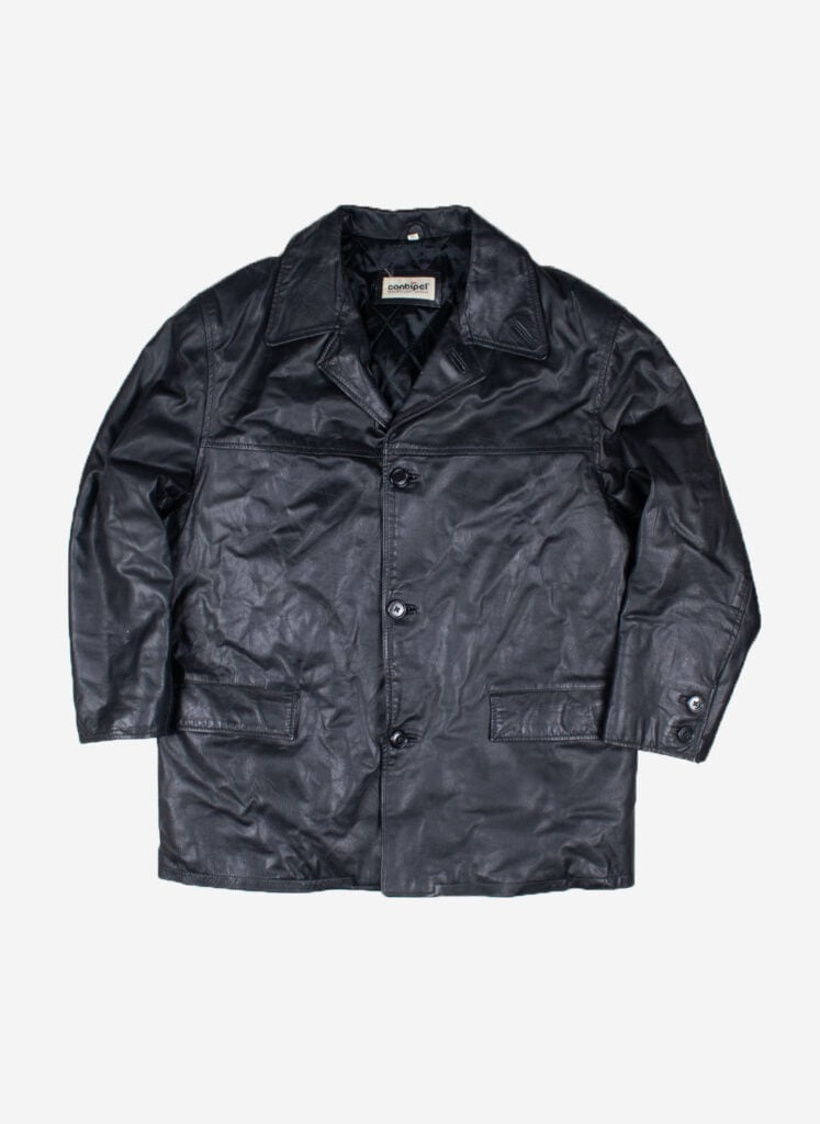 VINTAGE LEDERMANTEL SCHWARZ