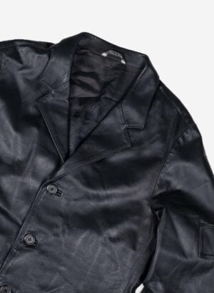 VINTAGE LEDERMANTEL SCHWARZ