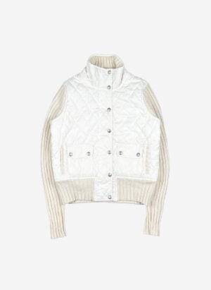 Vintage Ralph Lauren Y2K quilted Damen Strickjacke creme