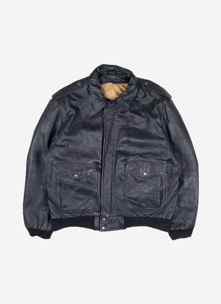 Vintage Aviator Lederjacke schwarz