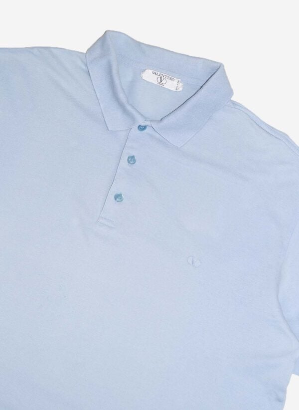 Vintage 80s Valentino Poloshirt babyblau – Bild 2