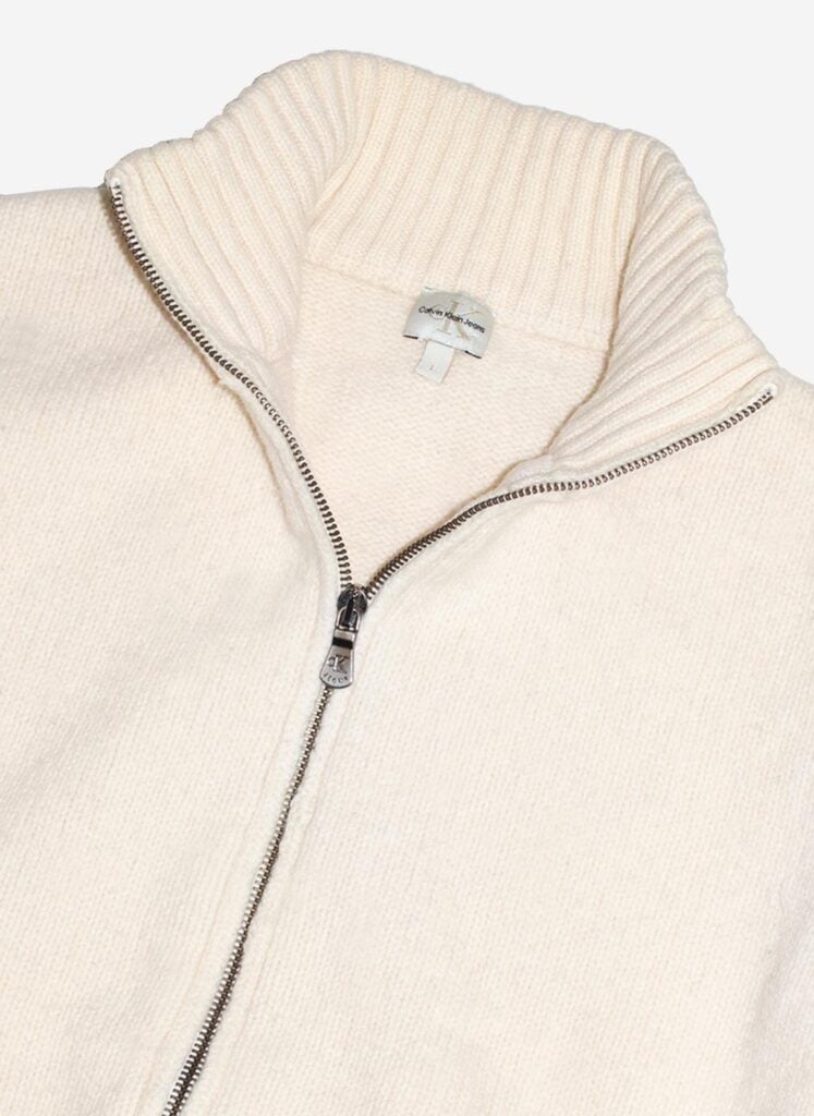 Vintage 90s Calvin Klein Knit Zipper creme