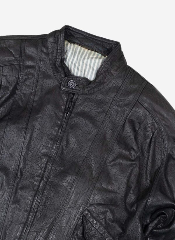 Vintage 80s Lederjacke schwarz – Bild 2