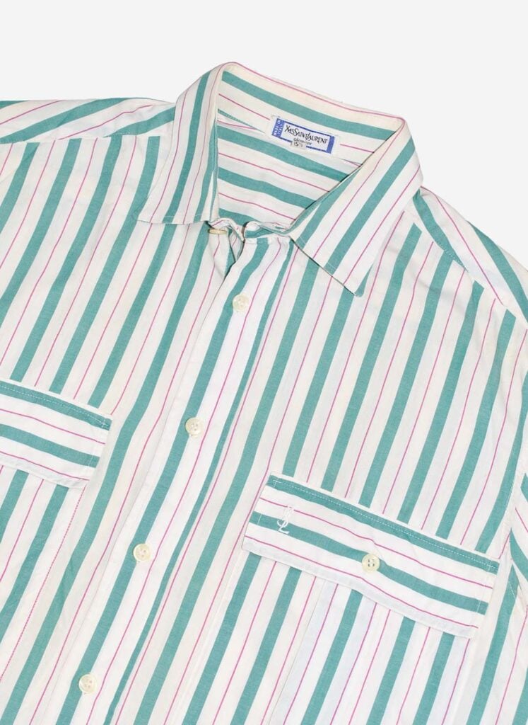 Vintage 80s Yves Saint Laurent Kurzarmhemd striped