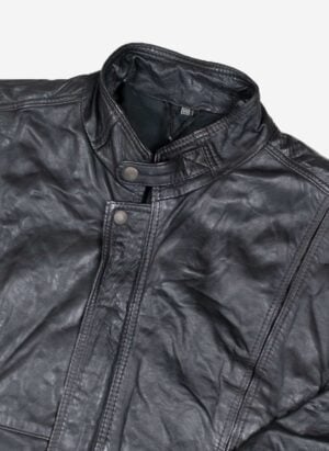 Vintage Biker Lederjacke schwarz