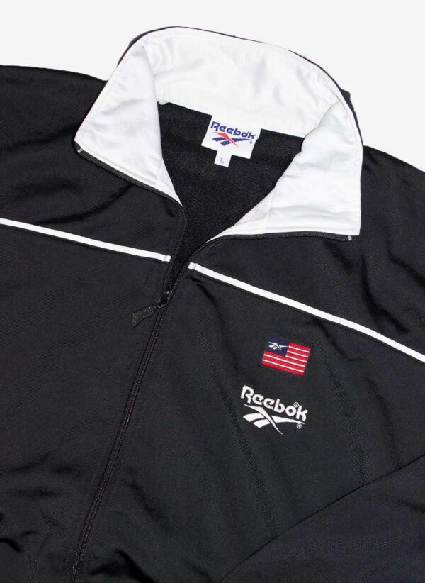Vintage 90s Reebok Trainingsjacke schwarz – Bild 2