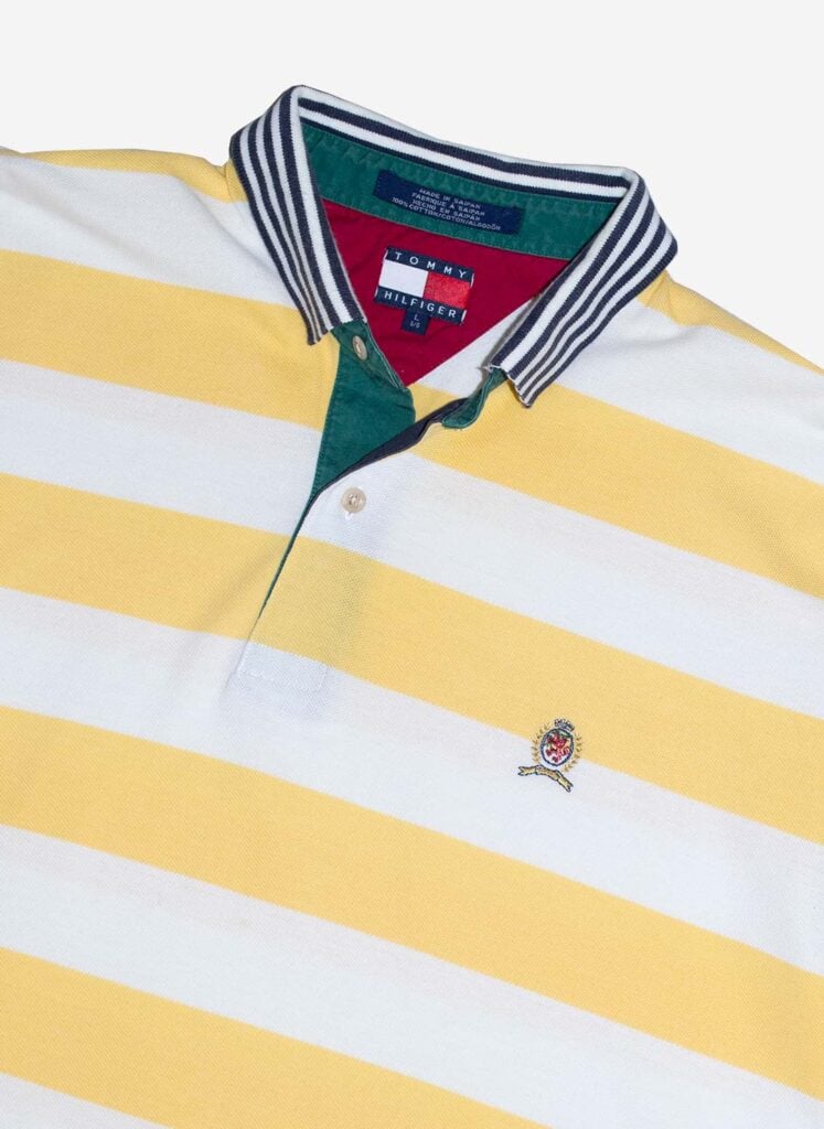 Vintage 90s Tommy Hilfiger Poloshirt gelb weiß