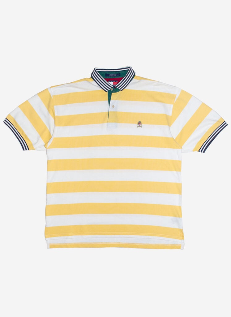 Vintage 90s Tommy Hilfiger Poloshirt gelb weiß