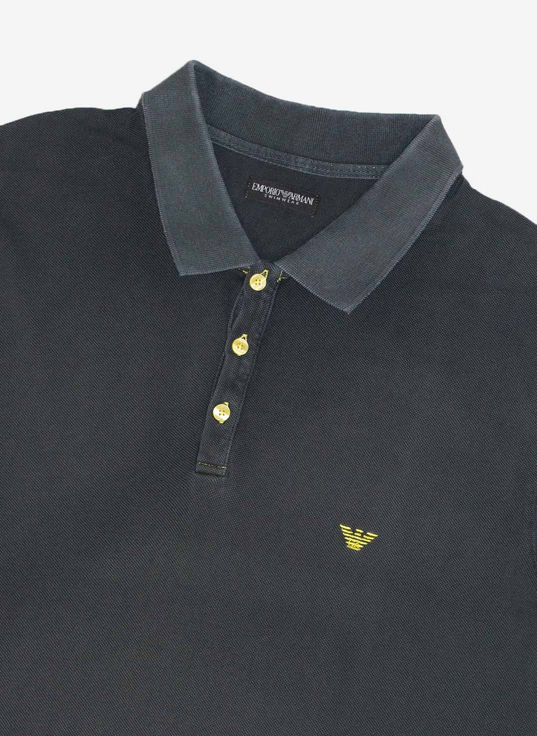 Vintage Armani Poloshirt dunkelgrau – Bild 2