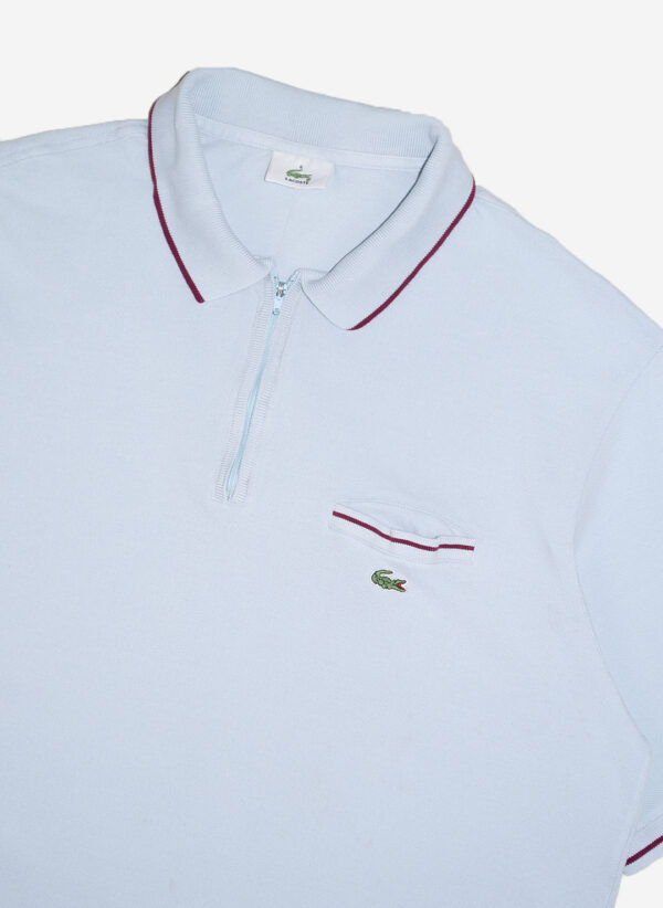 Vintage Lacoste Half-Zip Poloshirt babyblau – Bild 2