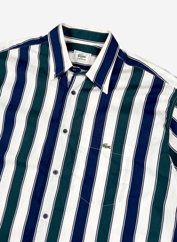 Vintage 90s Lacoste Kurzarmhemd gestreift – Bild 2