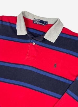 Vintage 90s Polo Ralph Lauren Longsleeve Poloshirt blau rot