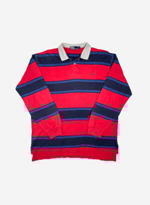 Vintage 90s Polo Ralph Lauren Longsleeve Poloshirt blau rot