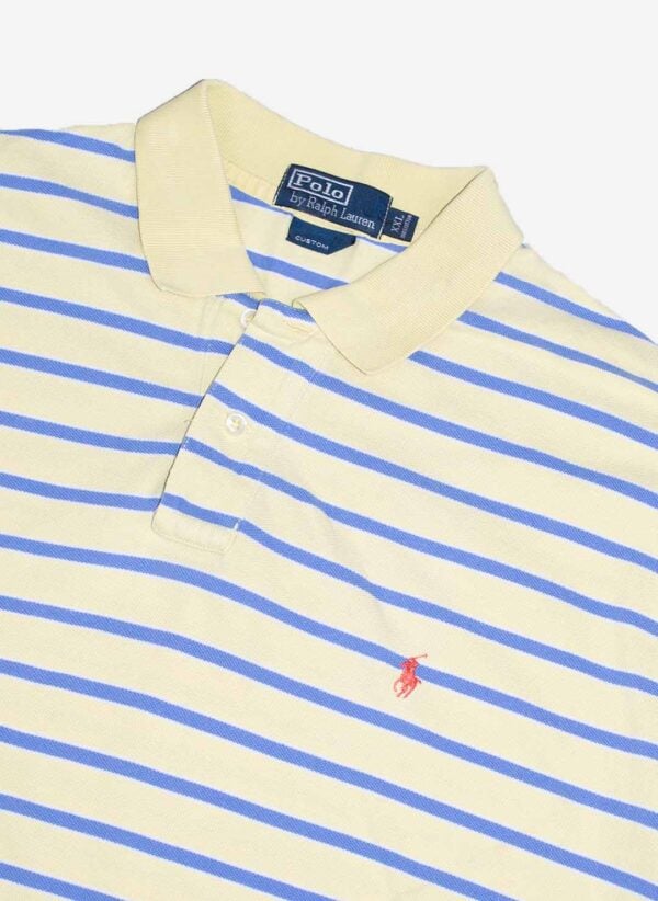 Vintage 90s Polo Ralph Lauren Poloshirt gelb gestreift – Bild 2
