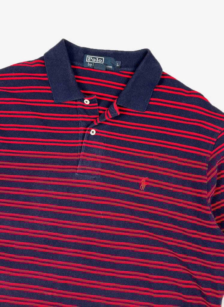 Vintage 90s Polo Ralph Lauren Poloshirt navy rot gestreift