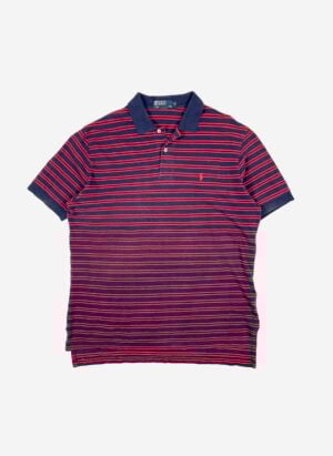 Vintage 90s Polo Ralph Lauren Poloshirt navy rot gestreift