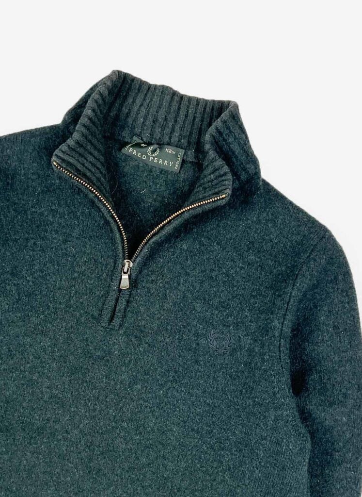 Vintage Fred Perry Woll Half-Zip Sweater grün