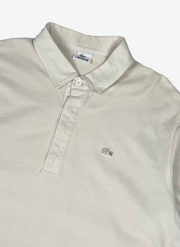 Vintage Lacoste Longsleeve Poloshirt creme – Bild 2