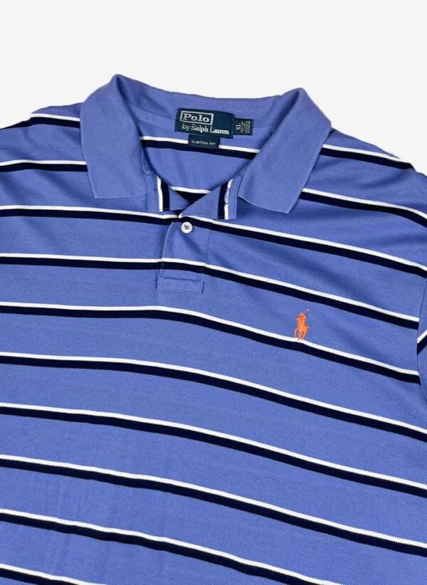 Vintage Polo Ralph Lauren Poloshirt blau gestreift – Bild 2
