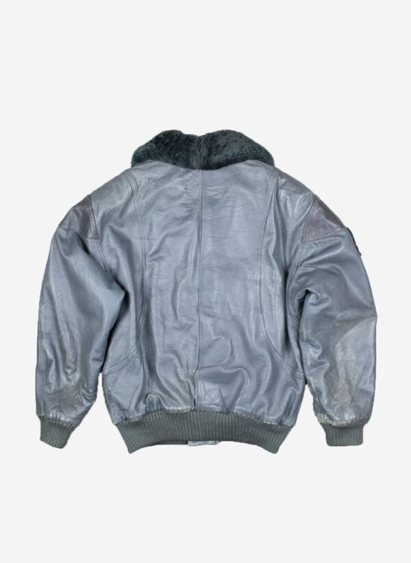 Vintage US Navy Lederjacke grau faded – Bild 2