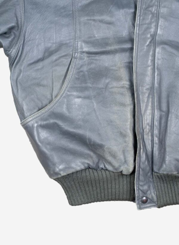 Vintage US Navy Lederjacke grau faded – Bild 3