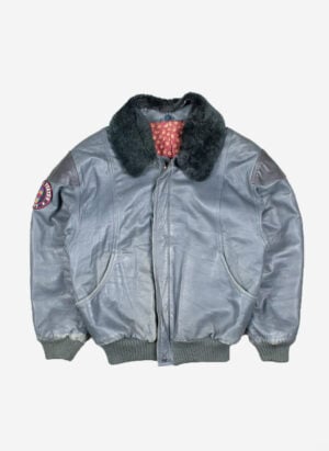 Vintage US Navy Lederjacke grau faded