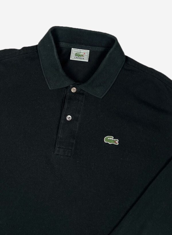 Vintage 90s Lacoste Longsleeve Poloshirt schwarz – Bild 2