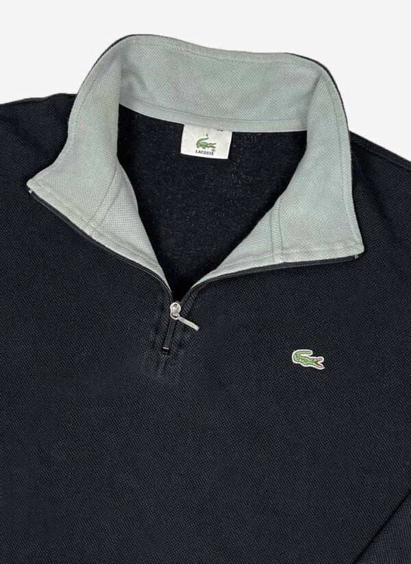 Vintage Lacoste Half-Zip Sweater schwarz – Bild 2