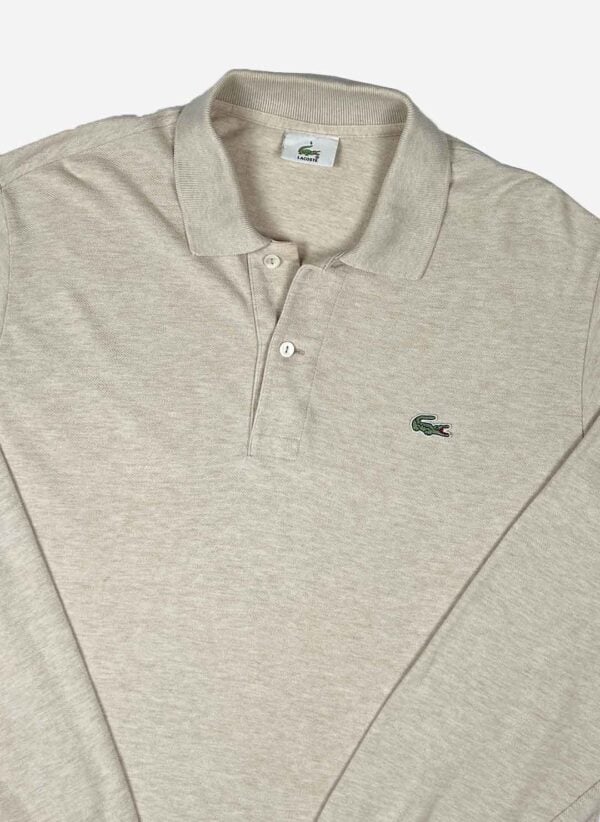 Vintage Lacoste Longsleeve Poloshirt beige – Bild 2