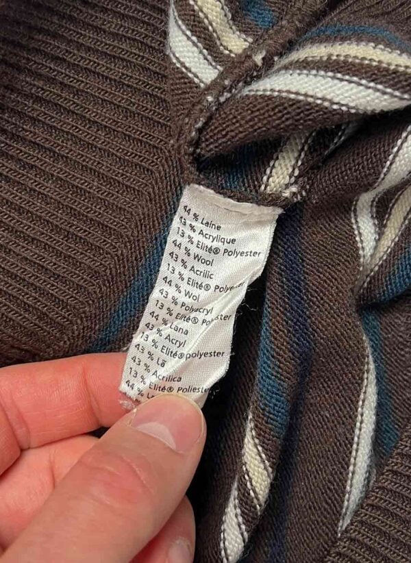 Vintage Lacoste Strickpullover braun gestreift – Bild 3