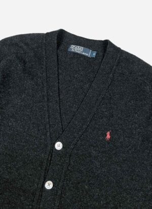 Vintage Polo Ralph Lauren Wollcardigan dunkelgrau