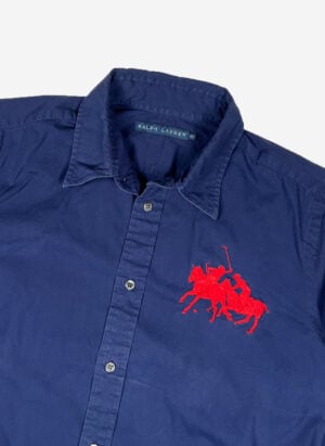 Vintage Ralph Lauren Big Logo Damen Bluse navy