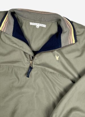 Vintage Lyle & Scott Half-Zip Pullover Jacke oliv