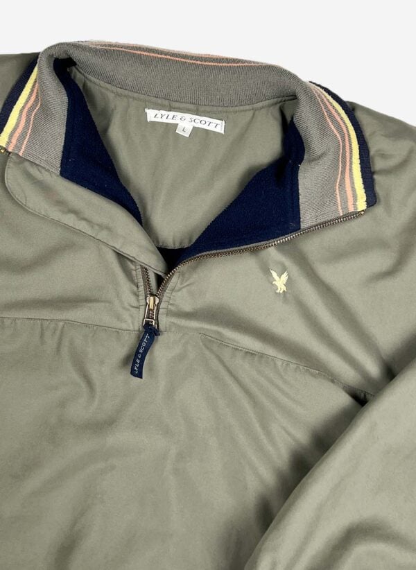 Vintage Lyle & Scott Half-Zip Pullover Jacke oliv – Bild 2