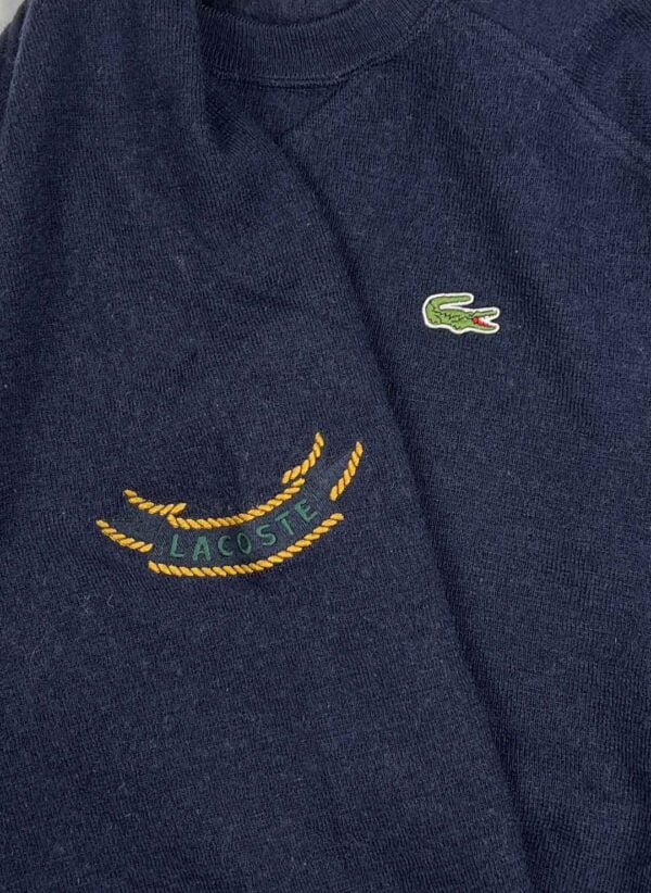 Vintage Chemise Lacoste Strickpullover navy – Bild 3