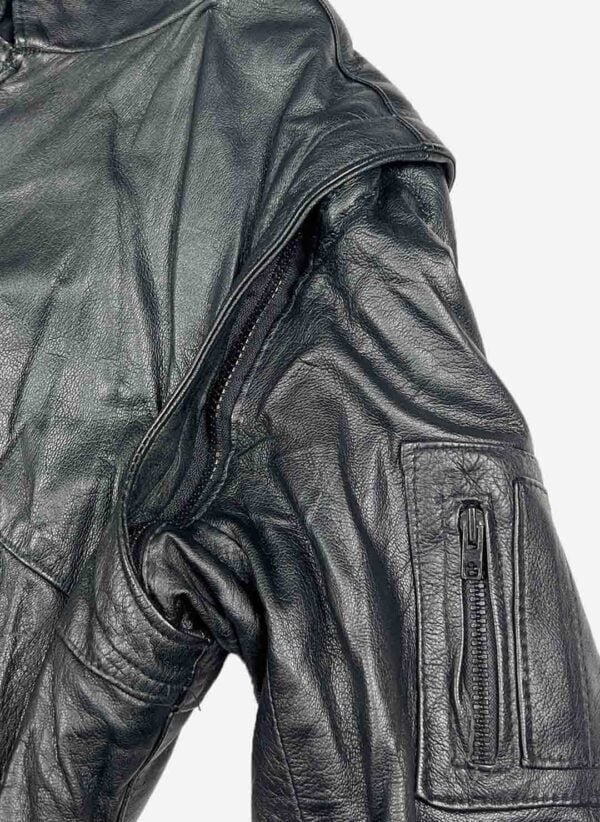 Vintage Leder Bomberjacke 2-in-1 schwarz – Bild 4