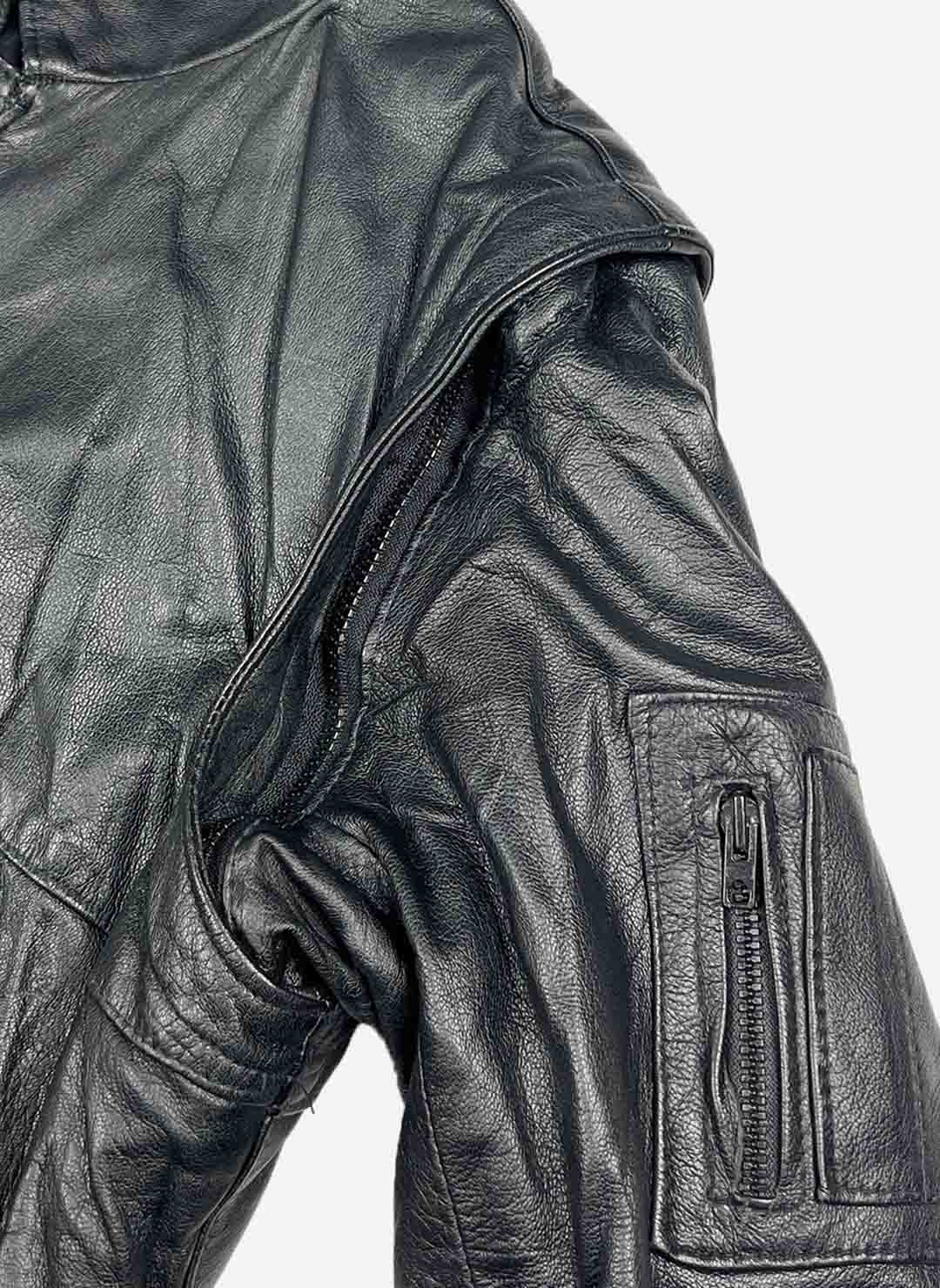 Vintage Leder Bomberjacke 2-in-1 schwarz – Bild 4