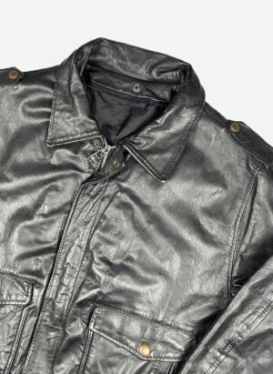 Vintage Aviator Lederjacke schwarz