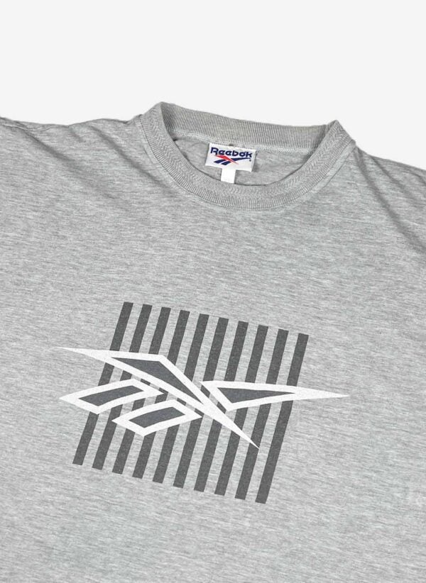 Vintage 90s Reebok T-Shirt grau boxy – Bild 2