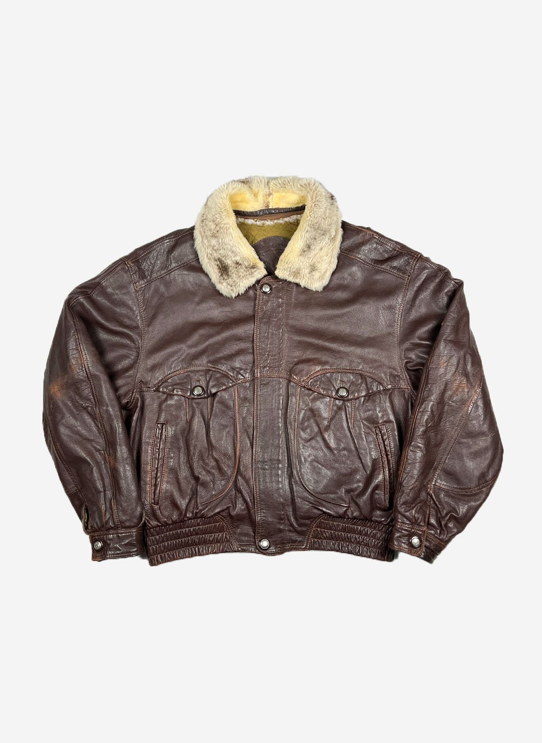 Vintage Lederjacke boxy braun