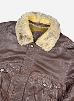 Vintage Lederjacke boxy braun