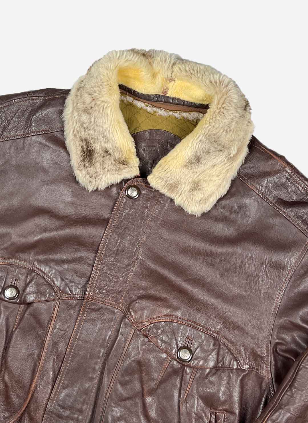 Vintage Lederjacke boxy braun – Bild 2