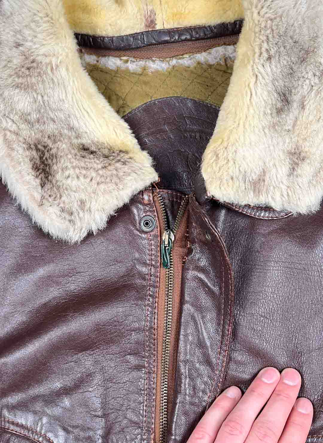 Vintage Lederjacke boxy braun – Bild 4