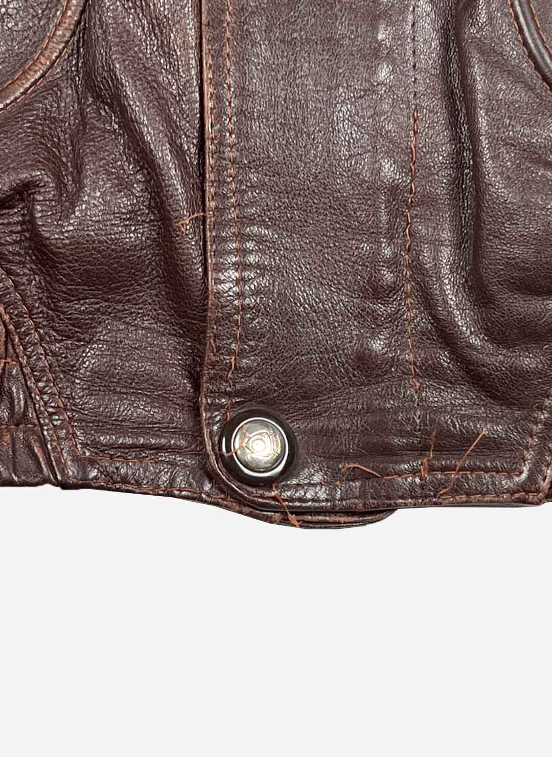 Vintage Lederjacke boxy braun – Bild 5