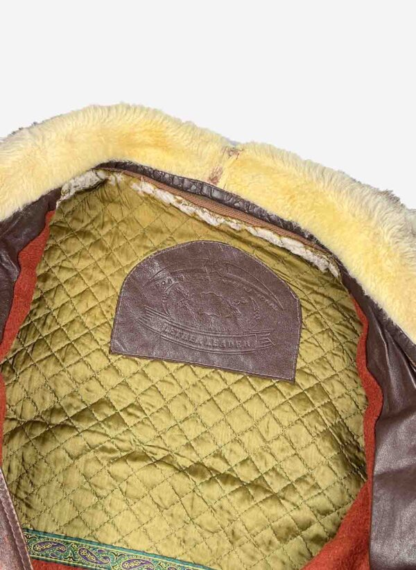 Vintage Lederjacke boxy braun – Bild 6
