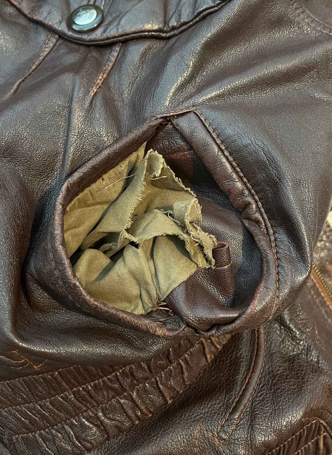 Vintage Lederjacke boxy braun – Bild 7