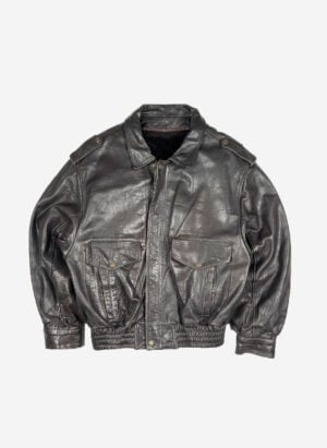 Vintage Aviator heavy Lederjacke dunkelbraun gefüttert